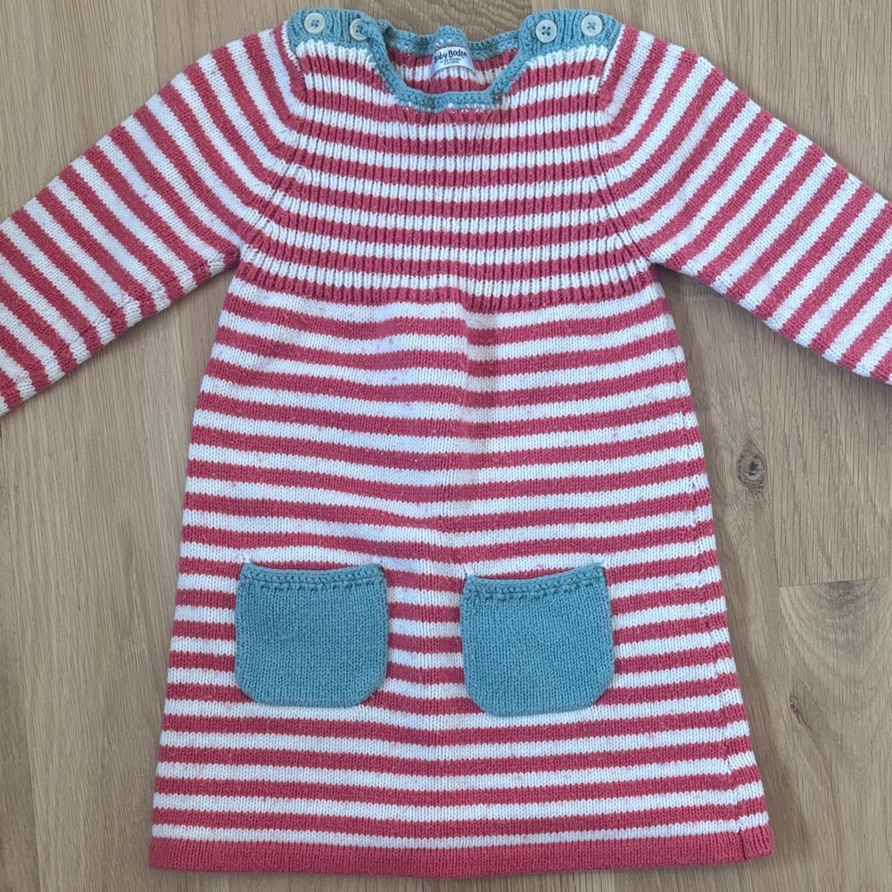 Boden- Knit Dress with Blue Pockets  size 18-24 mo